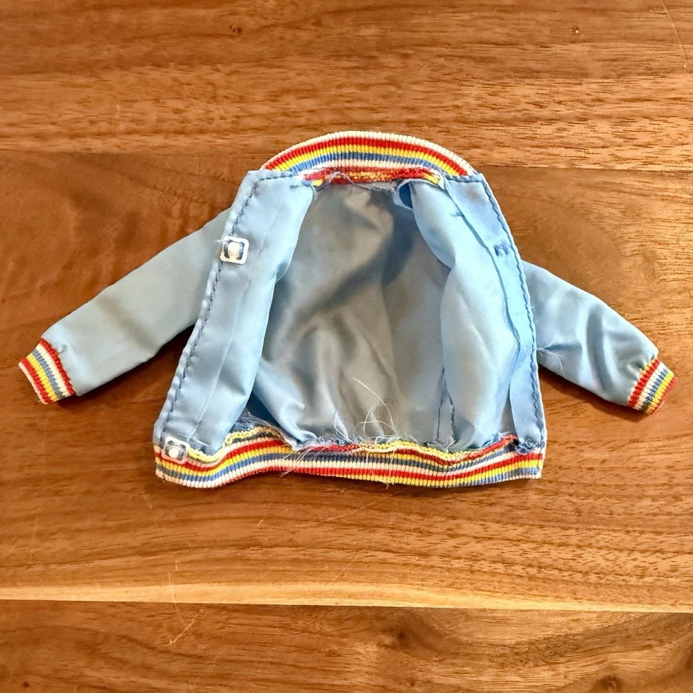 VTG 1980s 80s Barbie Ken Doll Windbreaker JORDACHE Snap Coat Jacket Rainbow Trim - Picture 3 of 3